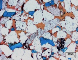 Grès vosgien au microscope électronique à balayage et au microscope optique à lumière polarisée