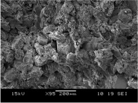 Grès à meules au microscope électronique à balayage et au microscope optique à lumière polarisée