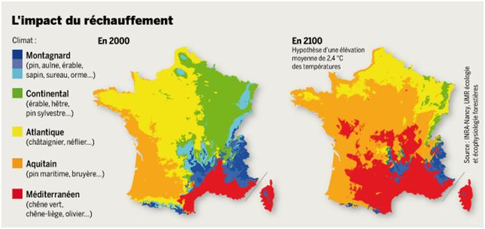 Impact du réchauffement climatique en France, crédit : GIEC (rapport AR6)