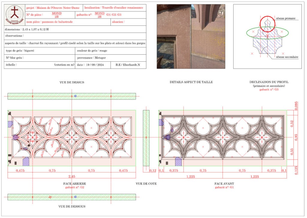 Fiche de taille de la balustrade